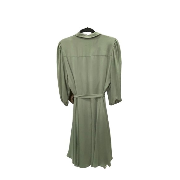 Nanette Lepore Shirt Dress Collared Puff Sleeve Pleated Tie Waist Size 14 NWT - Picture 4 of 11